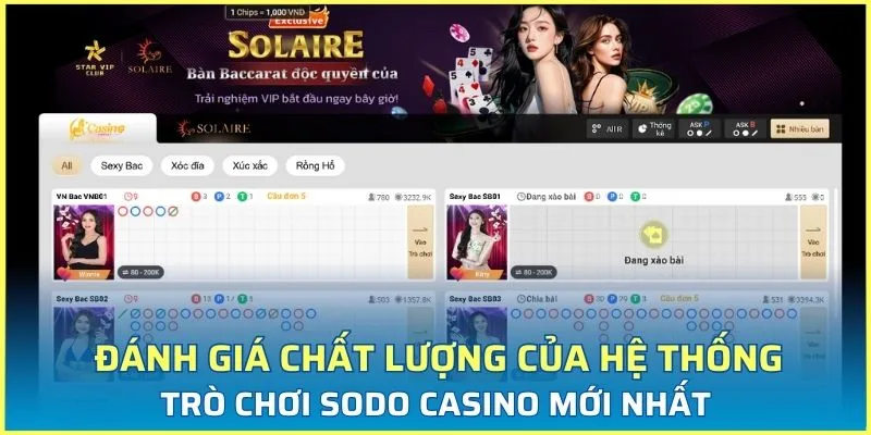 Đánh giá chất lượng của hệ thống trò chơi Sodo Casino mới nhất