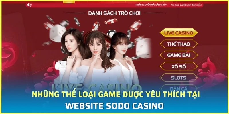 Những thể loại game được yêu thích tại website Sodo Casino